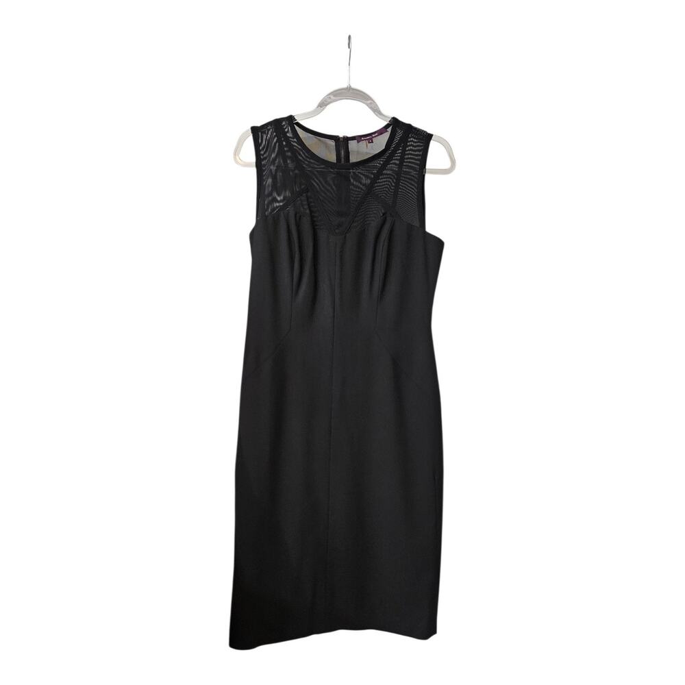 Rachel Roy Dress Size 8 Black Sheath Sleeveless Sheer Yoke Exposed Back Zip